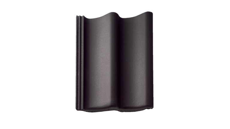 Dachziegel mit geschwungenem Profil, schwarz.